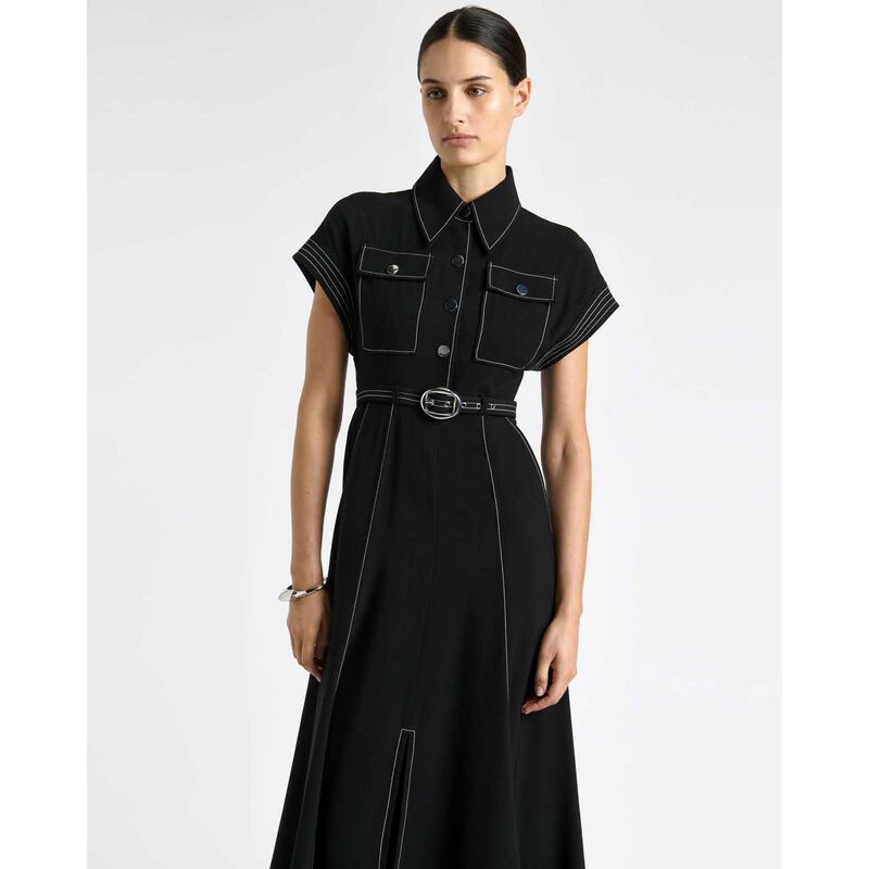Cue Top Stitched Midi Dress image number 3
